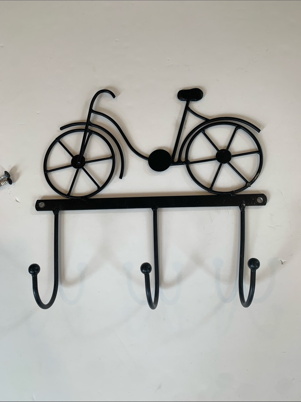 Black Metal Bicycle Three Hook Wall Rack Home Decor